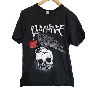 Bullet For My Valentine Shirt Mens Medium Black Metal Band 2015 Skull Crow Rose
